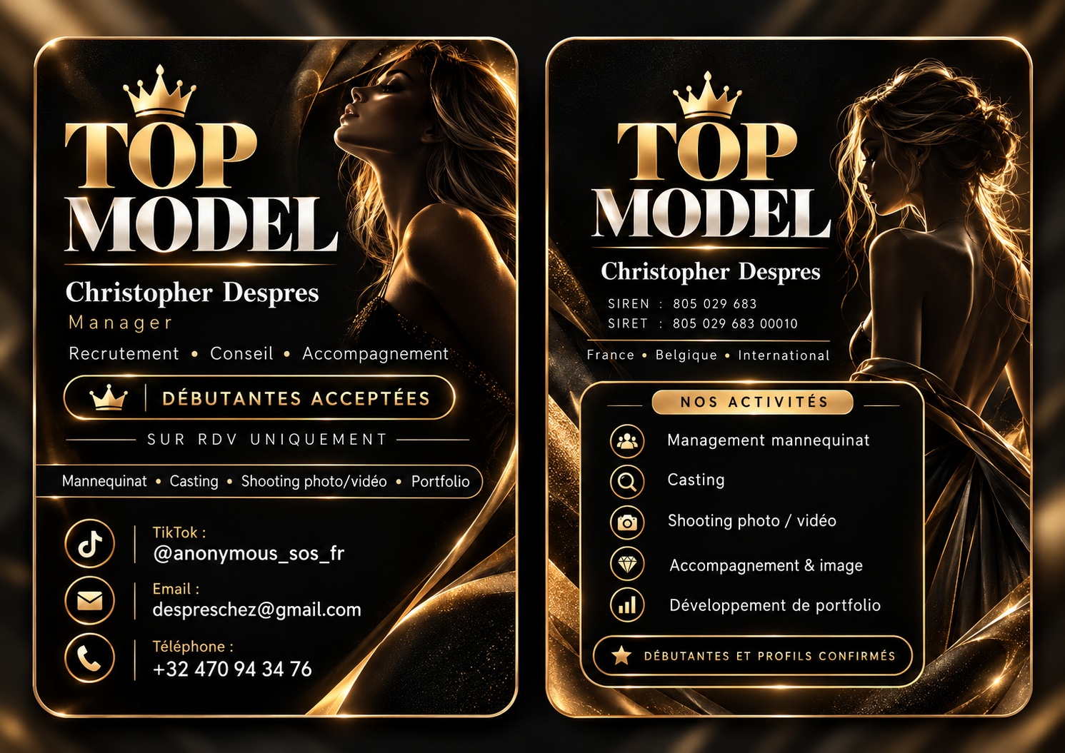 Carte de visite — Christopher Despres, Top Model Management